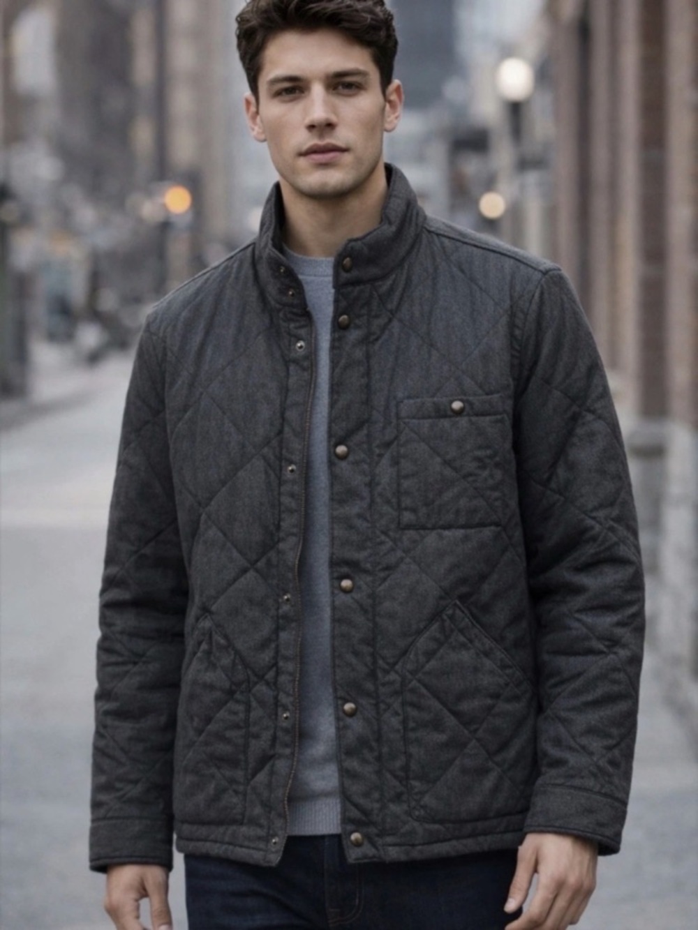 J Crew Sussex Quilted Field or Barn Jacket w Primaloft. Navy Blue. Size Large